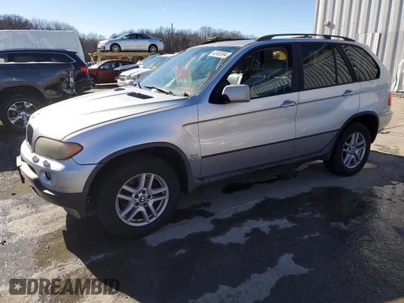 2004 BMW X5 3.0i with VIN 5UXFA135X4LU37785, listed as a Copart auction lot 42455994 with 0 mi miles and Clean Title. Bid and sale history available at carsss.com. Image 1.