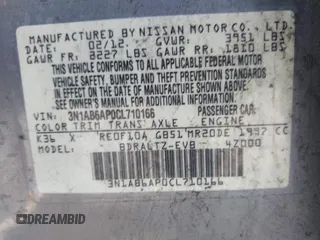 2012 Nissan Sentra SR with VIN 3N1AB6AP0CL710166, listed as a IAAI auction lot 42142125 with Not Provided miles and . Bid and sale history available at DreamBid. Image 9.