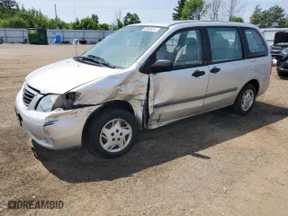 2001 Mazda MPV DX with VIN JM3LW28G710175928, listed as a Copart auction lot 60869414 with 153,080 mi miles and Salvage Title. Bid and sale history available at carsss.com. Image 1.