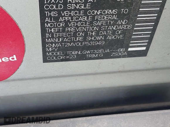 2020 Nissan Rogue S z VIN KNMAT2MV0LP531949, wystawiony jako IAAI lot #40987149 z przebiegiem Nie podano mil oraz . Historia ofert i sprzedaży dostępna na DreamBid. Obrazek 9.