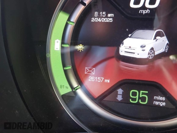 2018 FIAT 500e with VIN 3C3CFFGE9JT377399, listed as a IAAI auction lot 41641125 with 26,157 mi miles. Bid and sale history available at carsss.com. Image 15.