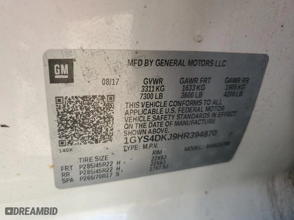 2017 Cadillac Escalade Platinum with VIN 1GYS4DKJ9HR394870, listed as a Copart auction lot 68375304 with 108,762 mi miles and Salvage Title. Bid and sale history available at carsss.com. Image 13.