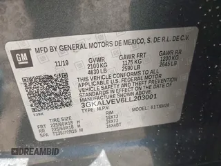 2020 GMC Terrain SLT with VIN 3GKALVEV6LL203001, listed as a IAAI auction lot 41434657 with 129,530 mi miles. Bid and sale history available at carsss.com. Image 9.