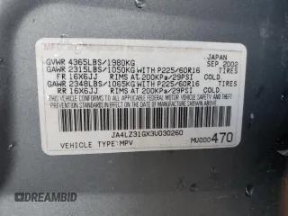 2003 Mitsubishi Outlander LS with VIN JA4LZ31GX3U030260, listed as a Copart auction lot 48120695 with 139,050 mi miles and Salvage Title. Bid and sale history available at carsss.com. Image 13.