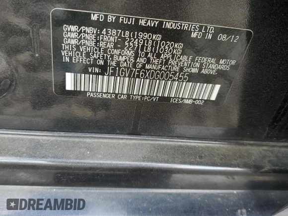 2013 Subaru Impreza Sedan WRX WRX with VIN JF1GV7F6XDG005455, listed as a Copart auction lot 73994224 with 130,583 mi miles and Salvage Title. Bid and sale history available at carsss.com. Image 14.