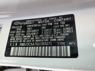 2016 Hyundai Tucson SE with VIN KM8J3CA47GU183071, listed as a Copart auction lot 50157395 with 138,417 mi miles and Salvage Title. Bid and sale history available at carsss.com. Image 13.