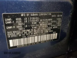 2019 Subaru Outback Limited with VIN 4S4BSANC0K3311033, listed as a Copart auction lot 45477765 with 118,873 mi miles and Salvage title. Bid and sale history available at DreamBid. Image 16.