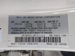 2021 Mazda 3 Preferred with VIN JM1BPACL4M1311415, listed as a IAAI auction lot 42490995 with 38,015 mi miles and . Bid and sale history available at DreamBid. Image 9.