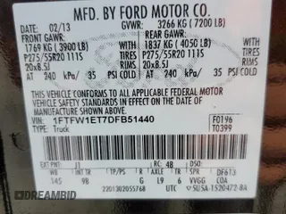 2013 Ford F-150 XL с VIN 1FTFW1ET7DFB51440, выставлен на аукционе Copart как лот 52802605 с пробегом 180 137 миль миль и Списание • Salvage title. История ставок и продаж доступна на DreamBid. Изображение 12.