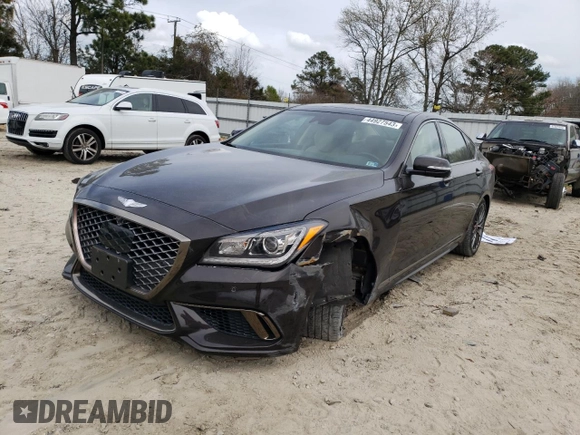 2019 Genesis G80 3.8L with VIN KMHGN4JE8KU295941, listed as a Copart auction lot 44927543 with 33,335 mi miles. Bid and sale history available at carsss.com. Image 1.