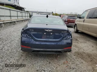 2021 Genesis G70 2.0T with VIN KMTG34LA5MU075357, listed as a Copart auction lot 52603054 with 23,112 mi miles and Salvage Title. Bid and sale history available at carsss.com. Image 6.