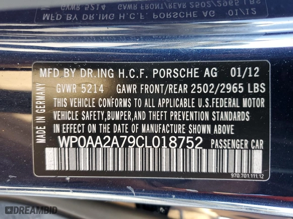 2012 Porsche Panamera with VIN WP0AA2A79CL018752, listed as a Copart auction lot 72083254 with 140,361 mi miles and Salvage Title. Bid and sale history available at carsss.com. Image 14.