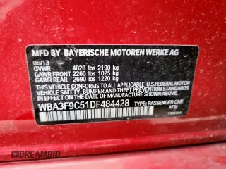 2013 BMW 3 Series ActiveHybrid 3 with VIN WBA3F9C51DF484428, listed as a Copart auction lot 63462075 with 123,431 mi miles and Clean title. Bid and sale history available at DreamBid. Image 12.