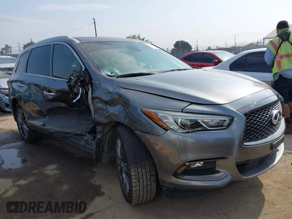 2020 Infiniti QX60 Luxe with VIN 5N1DL0MN2LC527549, listed as a IAAI auction lot 42408763 with 56,371 mi miles and . Bid and sale history available at DreamBid. Image 1.