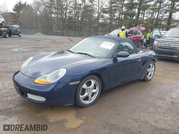 2001 Porsche Boxster with VIN WP0CA29831U627185, listed as a IAAI auction lot 41687490 with 65,349 mi miles. Bid and sale history available at carsss.com. Image 2.