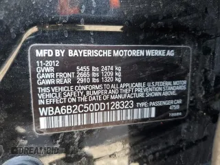 2013 BMW 6 Series 650i with VIN WBA6B2C50DD128323, listed as a Copart auction lot 43059985 with 106,861 mi miles and Clean Title. Bid and sale history available at DreamBid. Image 12.