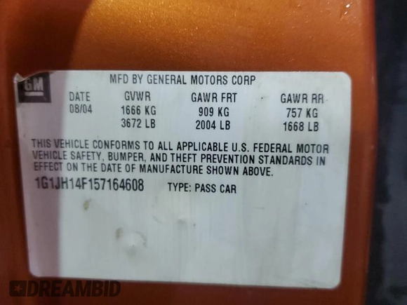 2005 Chevrolet Cavalier with VIN 1G1JH14F157164608, listed as a Copart auction lot 87847725 with 258,804 mi miles and Non Repairable. Bid and sale history available at DreamBid. Image 13.