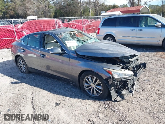 2015 Infiniti Q50 Premium with VIN JN1BV7AR4FM411454, listed as a IAAI auction lot 41707936 with 1 mi miles. Bid and sale history available at carsss.com. Image 1.