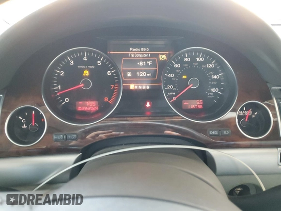 2008 Audi A8 4.2L with VIN WAUMV94E28N014295, listed as a Copart auction lot 66648185 with 116,736 mi miles and Clean title. Bid and sale history available at DreamBid. Image 9.