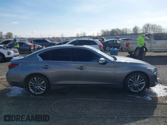 2021 Infiniti Q50 3.0t LUXE with VIN JN1EV7BP5MM707302, listed as a IAAI auction lot 41844207 with 83,201 mi miles. Bid and sale history available at carsss.com. Image 13.