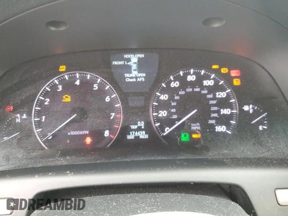 2010 Lexus LS 460 with VIN JTHBL5EF8A5092651, listed as a Copart auction lot 45054185 with 174,439 mi miles and Salvage Title. Bid and sale history available at DreamBid. Image 9.