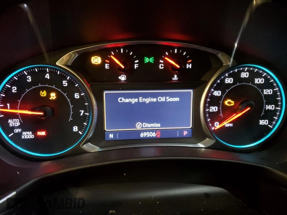 2019 Chevrolet Equinox Premier with VIN 2GNAXYEX4K6254607, listed as a Copart auction lot 46496595 with 69,506 mi miles and Salvage Title. Bid and sale history available at DreamBid. Image 9.