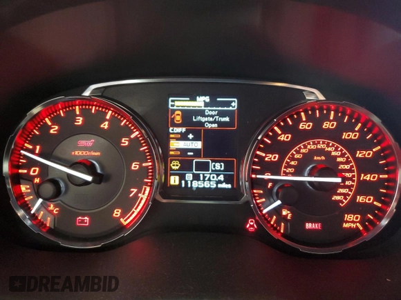 2016 Subaru WRX STI Limited with VIN JF1VA2Y68G9827165, listed as a Copart auction lot 61357975 with 118,565 mi miles and Salvage title. Bid and sale history available at DreamBid. Image 9.