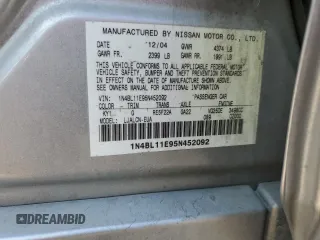 2005 Nissan Altima 3.5 SE with VIN 1N4BL11E95N452092, listed as a Copart auction lot 46681245 with 254,125 mi miles and Salvage Title. Bid and sale history available at carsss.com. Image 12.