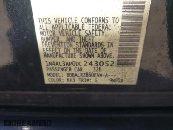 2013 Nissan Altima SV with VIN 1N4AL3AP0DC243052, listed as a IAAI auction lot 42014163 with 196,367 mi miles and . Bid and sale history available at carsss.com. Image 9.