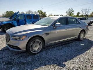 2022 Genesis G90 5.0L Ultimate with VIN KMTF54PH0NU096101, listed as a Copart auction lot 49155155 with 24,673 mi miles and Salvage Title. Bid and sale history available at carsss.com. Image 1.