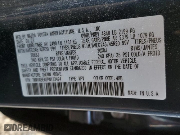 2023 Mazda CX-50 2.5 S Premium Plus Package with VIN 7MMVABEM2PN133494, listed as a Copart auction lot 86902994 with 18,417 mi miles and Salvage Title. Bid and sale history available at carsss.com. Image 13.