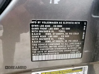2011 Volkswagen Touareg Sport z VIN WVGFK9BP5BD001915, wystawiony jako Copart lot #58965625 z przebiegiem 181 765 mil mil oraz Szkoda całkowita • Salvage title. Historia ofert i sprzedaży dostępna na DreamBid. Obrazek 13.