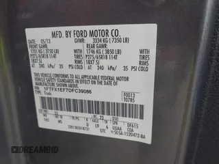 2013 Ford F-150 XL with VIN 1FTFX1EF7DFC39086, listed as a IAAI auction lot 42611796 with 89,721 mi miles and . Bid and sale history available at DreamBid. Image 9.