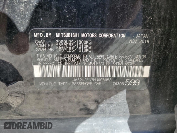 2017 Mitsubishi Lancer ES with VIN JA32U2FU7HU006058, listed as a Copart auction lot 80540794 with 140,399 mi miles and Salvage Title. Bid and sale history available at DreamBid. Image 13.