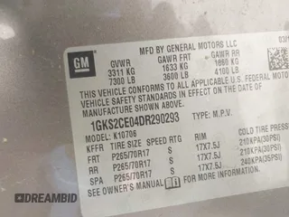 2013 GMC Yukon SLT with VIN 1GKS2CE04DR290293, listed as a IAAI auction lot 39620358 with 167,664 mi miles. Bid and sale history available at carsss.com. Image 9.