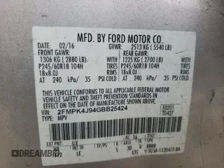 2016 Ford Edge SEL z VIN 2FMPK4J94GBB25424, wystawiony jako Copart lot #57108405 z przebiegiem 130 397 mil mil oraz Szkoda całkowita • Salvage title. Historia ofert i sprzedaży dostępna na DreamBid. Obrazek 12.