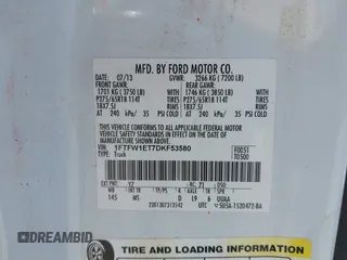 2013 Ford F-150 XL with VIN 1FTFW1ET7DKF53580, listed as a IAAI auction lot 42637967 with 125,998 mi miles and . Bid and sale history available at DreamBid. Image 9.