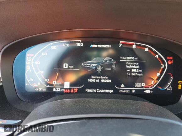 2020 BMW 5 Series M550i xDrive with VIN WBAJS7C06LBN96210, listed as a Copart auction lot 46769365 with 39,710 mi miles and Salvage title. Bid and sale history available at DreamBid. Image 9.