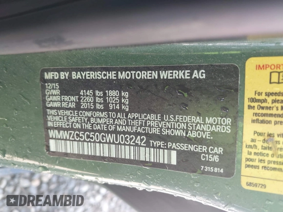 2016 MINI Countryman S z VIN WMWZC5C50GWU03242, wystawiony jako IAAI lot #41912462 z przebiegiem 68 477 mil mil oraz . Historia ofert i sprzedaży dostępna na DreamBid. Obrazek 9.