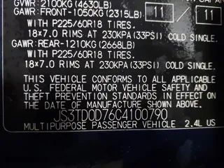 2012 Suzuki Grand Vitara Limited with VIN JS3TD0D76C4100790, listed as a IAAI auction lot 41716479 with 107,102 mi miles. Bid and sale history available at carsss.com. Image 9.