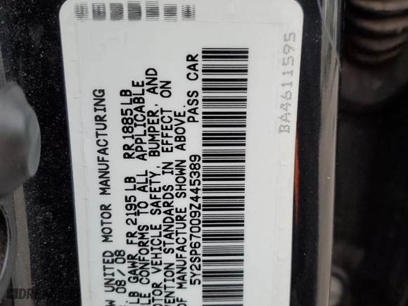 2009 Pontiac Vibe w/1SB with VIN 5Y2SP67009Z445389, listed as a Copart auction lot 89191745 with 157,420 mi miles and Salvage Title. Bid and sale history available at carsss.com. Image 15.