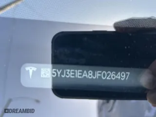 2018 Tesla Model 3 Long Range Battery with VIN 5YJ3E1EA8JF026497, listed as a IAAI auction lot 41987950 with 72,373 mi miles. Bid and sale history available at carsss.com. Image 9.