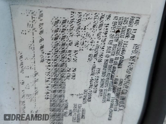2002 Ford Taurus SE Standard with VIN 1FAFP58U52A144446, listed as a Copart auction lot 42825114 with 182,653 mi miles and Salvage title. Bid and sale history available at DreamBid. Image 12.
