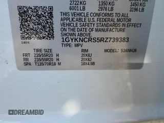 2024 Cadillac XT5 FWD Premium Luxury with VIN 1GYKNCRS5RZ739383, listed as a Copart auction lot 82047614 with Not provided miles and Salvage title. Bid and sale history available at DreamBid. Image 13.