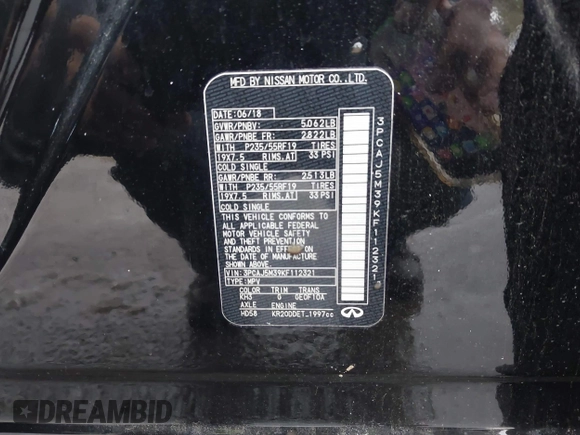 2019 Infiniti QX50 Essential with VIN 3PCAJ5M39KF112321, listed as a IAAI auction lot 41625297 with 82,032 mi miles and . Bid and sale history available at DreamBid. Image 9.