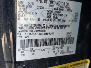 2010 Ford Expedition EL XLT with VIN 1FMJK1H50AEB55040, listed as a Copart auction lot 75403574 with 146,856 mi miles and Salvage Title. Bid and sale history available at carsss.com. Image 13.