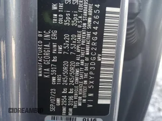 2024 Kia Telluride EX X-Line with VIN 5XYP3DGC2RG442654, listed as a Copart auction lot 51484725 with 13,079 mi miles and Salvage title. Bid and sale history available at DreamBid. Image 15.