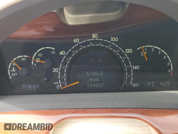 2004 Mercedes-Benz S-Class 4.3L with VIN WDBNG70J44A403626, listed as a Copart auction lot 73456024 with 144,657 mi miles and Salvage Title. Bid and sale history available at carsss.com. Image 9.