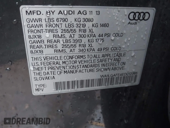 2014 Audi Q7 Premium Plus с VIN WA1LGAFE4ED012065, выставлен на аукционе IAAI как лот 42252106 с пробегом 98 804 миль миль и . История ставок и продаж доступна на DreamBid. Изображение 9.