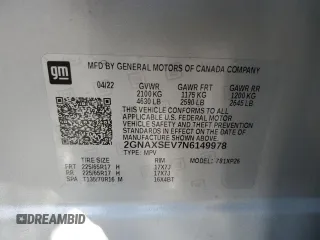 2022 Chevrolet Equinox LS z VIN 2GNAXSEV7N6149978, wystawiony jako Copart lot #47791645 z przebiegiem 8 387 mil mil oraz Szkoda całkowita • Salvage title. Historia ofert i sprzedaży dostępna na DreamBid. Obrazek 13.